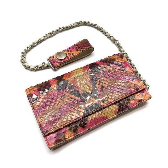 Chanel Python Chain Bifold Wallet Coin Case - Picture 4 of 8